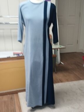 Vanity Fair Two-Tone Blue Stripe Midi Dress